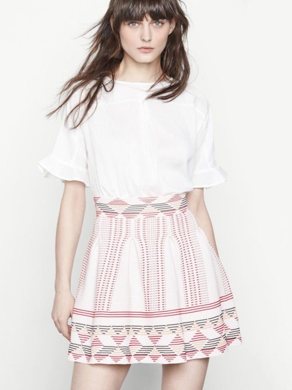 MAJE Textured Viscose Skirt
